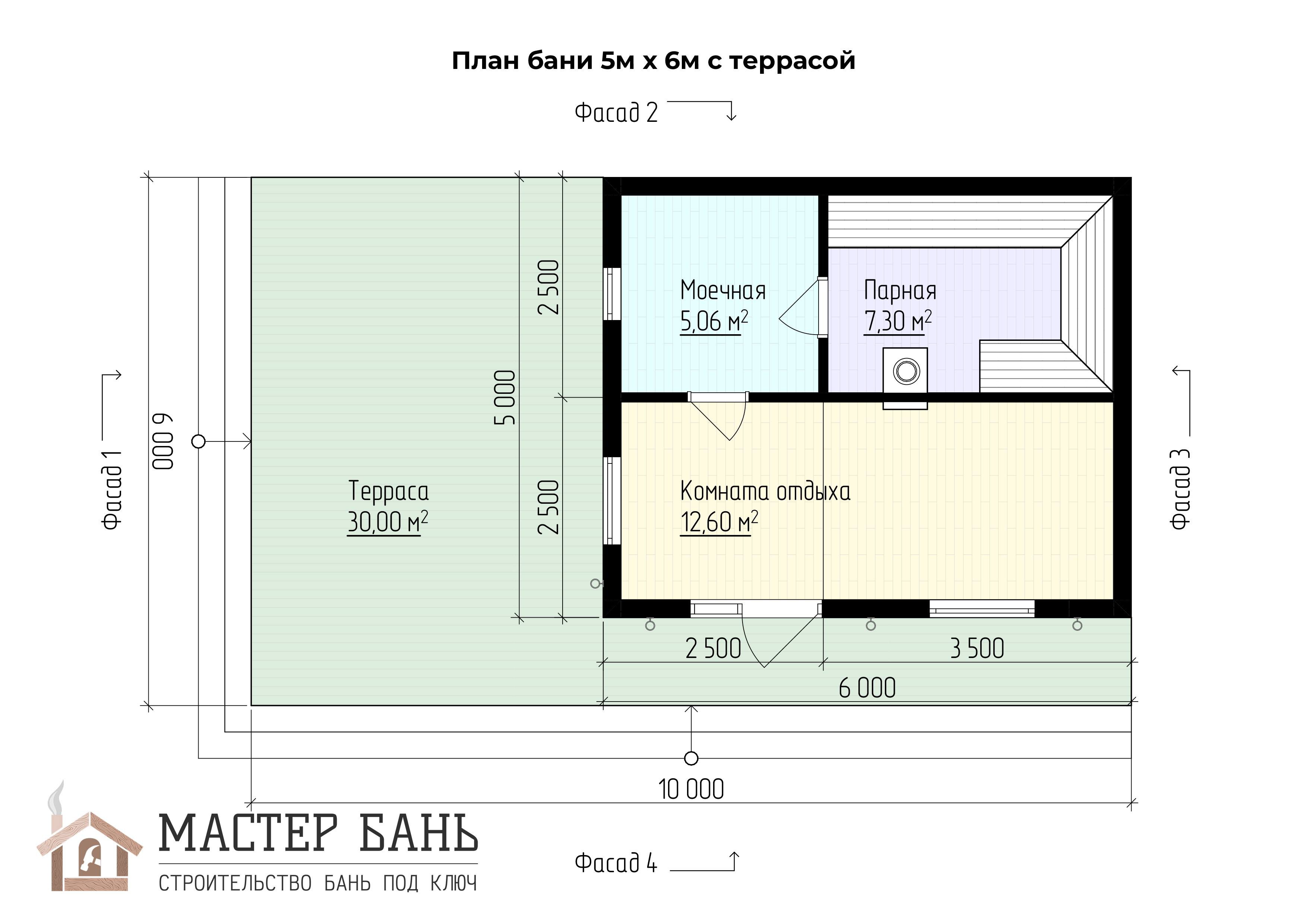 Схема бани Баня с террасой